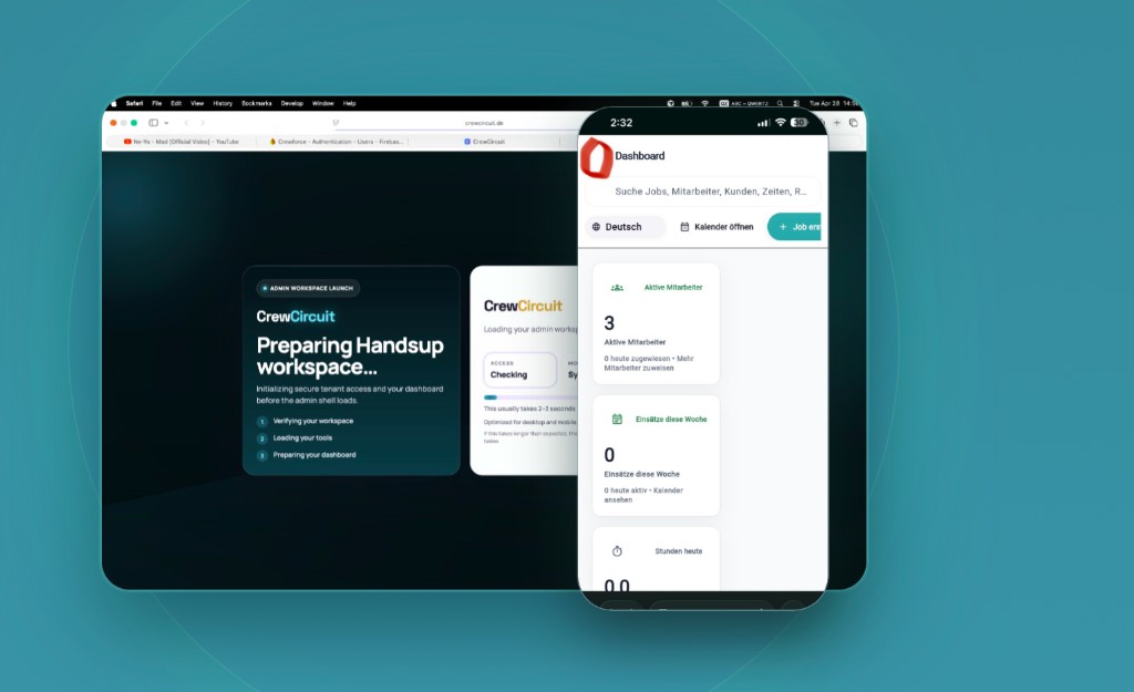 CrewCircuit desktop and mobile products working together